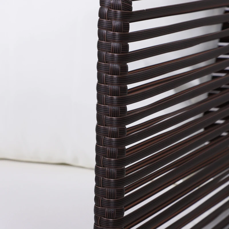 Outsunny Set Mobili da Giardino in Rattan 3 Pezzi 2 Poltrone Tavolino Piano in Vetro Struttura in Acciaio Marrone