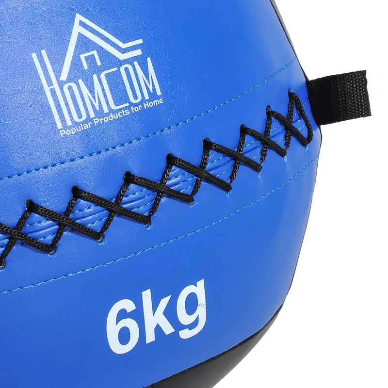 HOMCOM Palla Medica Wall Ball 6kg cross-training Fitness Ecopelle Ф35cm Nero-Blu