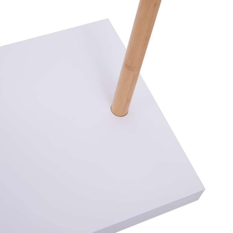 HOMCOM Stand Appendiabiti Salvaspazio con Ruote Bambù, MDF 80x45x150cm Bianco e Legno Naturale