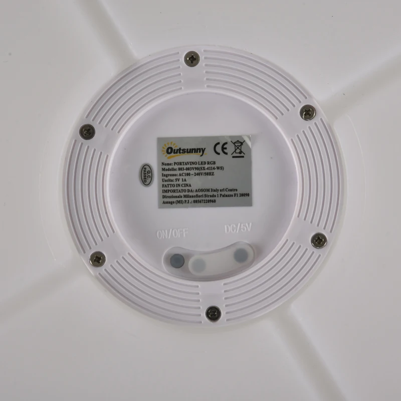 Outsunny Portabicchieri Luminoso con Luci LED Colorate e Telecomando (Max. 5m), 7 Vani (Bottiglia/Bicchieri), Ф42x15cm