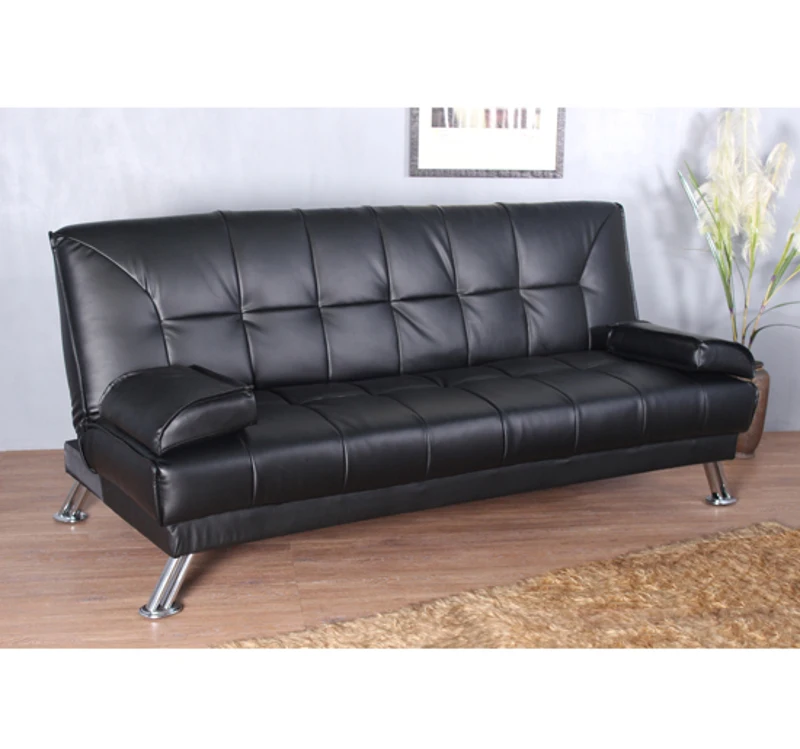 HOMCOM - Divano letto 2 in 1 ribaltabile pieghevole in pelle sintetica nero