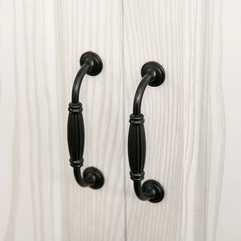 HOMCOM Credenza Cucina con 2 Armadietti e Cassetto, Mobile Dispensa Stile Coloniale in Legno, 80x35x180cm Avorio