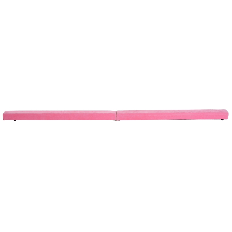 Homcom Trave da Ginnastica per Allenamento Imbottita in Legno, Rosa, 240x10x6.5cm