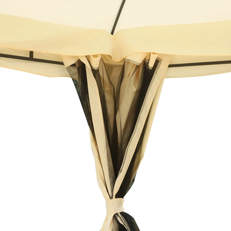 Outsunny Gazebo da Giardino 4 Pareti a Doppio Strato con Tetto Aperto Poliestere 300 x 365 x 275 cm Bianco