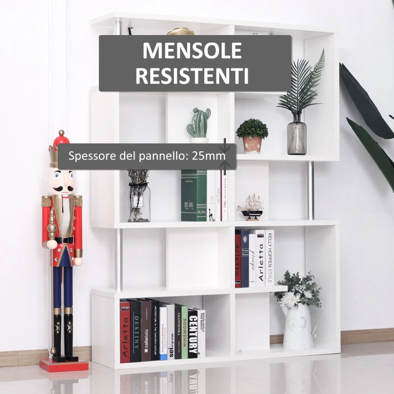 Open Box Homcom Mobile a Scaffali Libreria 5 Livelli in Legno, Bianco, 120x28.6x160cm