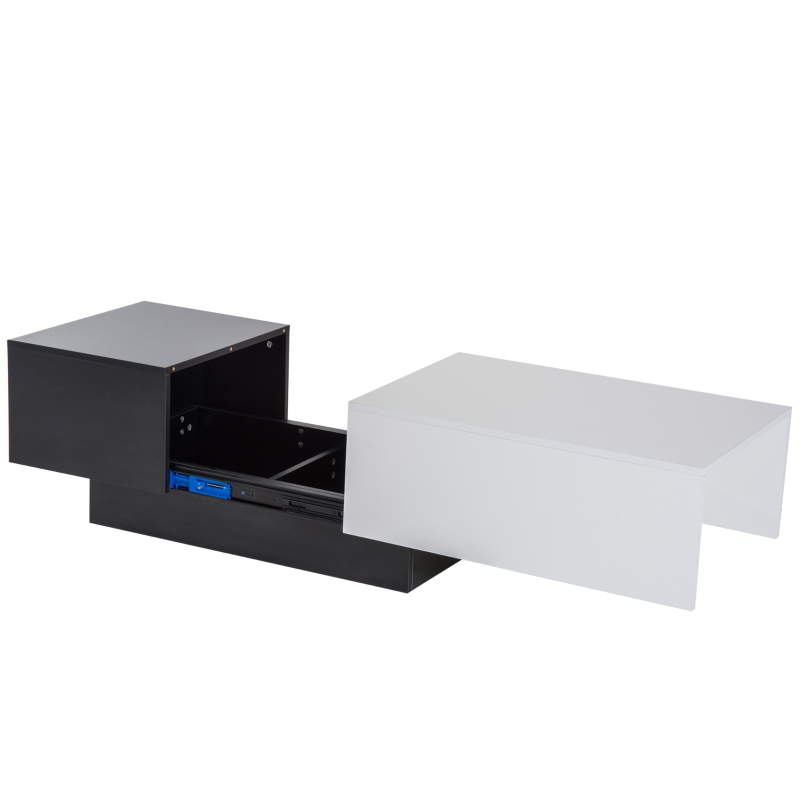 Homcom Tavolino da Soggiorno Estendibile Bianco e Nero, 51x140x116-160cm