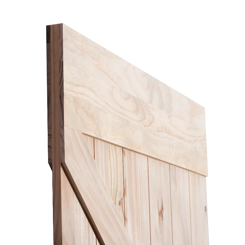 HOMCOM - Porta Scorrevole Barn Door in Legno di Pino Laccatura DIY, 213 x 96.5 x 3.5cm, Naturale