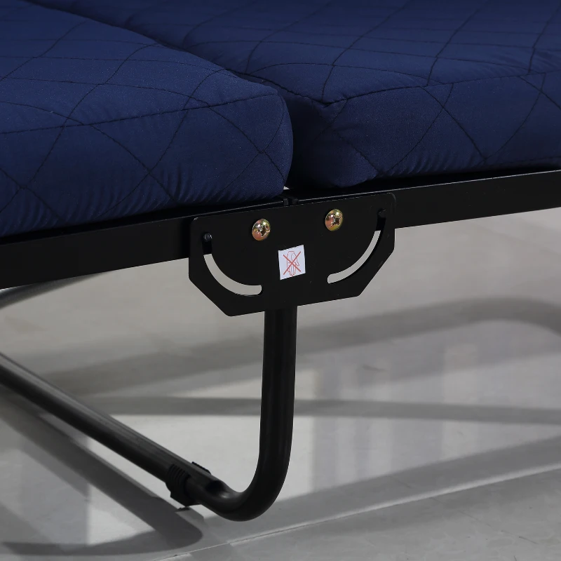 Homcom - Brandina Pieghevole con Materasso Divano Letto Portabile con Ruote Blu