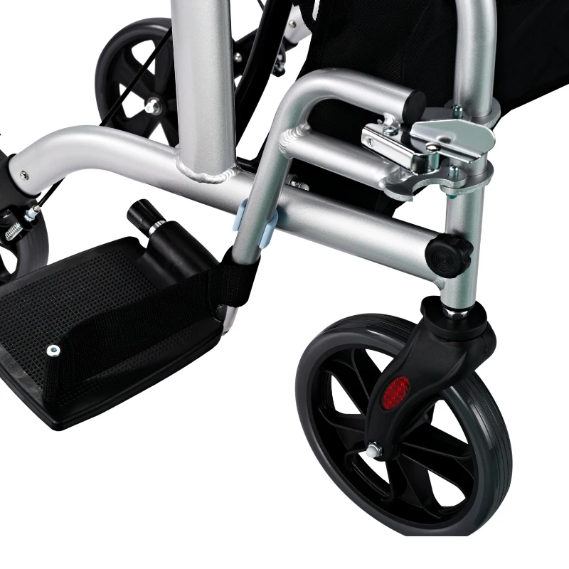 HOMCOM Set 2 in 1 Rollator Sedia a rotelle in alluminio trasporto Sedia gehhilfe regolabile in altezza pieghevole