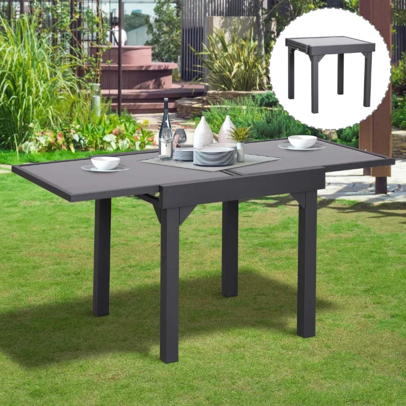 Outsunny Tavolo Allungabile per Casa e Giardino Nero 160x80x75cm