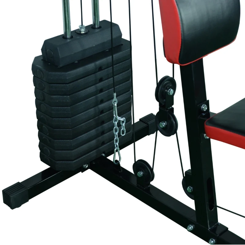 HOMCOM Panca per Allenamento Casa Palestra Multifunzione Professionale Addominali Gambe Pettorali in Acciaio Nero 125x106x205cm