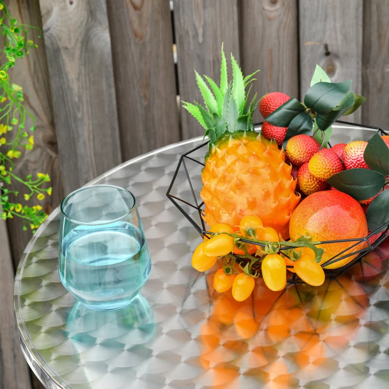 Outsunny Set Tavolino Alto con 2 Sgabelli da Bar, Arredamento da Giardino in Alluminio e Acciaio Colore Argento