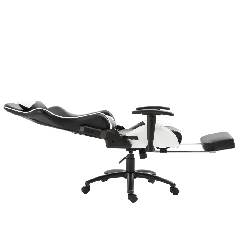Vinsetto Sedia Gaming con Poggiapiedi Poltrona Ufficio Ergonomica Presidenziale Girevole 68 × 63 × 128-137cm Schienale Reclinabile Nero