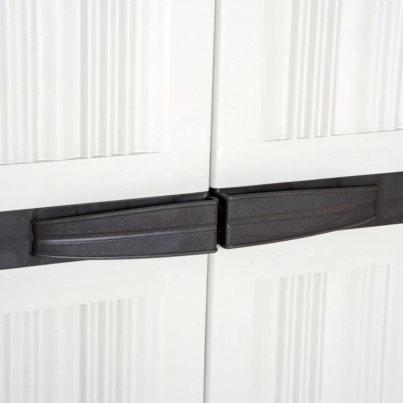 Outsunny Armadio da Esterno Impermeabile con 3 Ripiani Regolabili Balcone Terrazzo Plastica 65 × 37 × 172cm