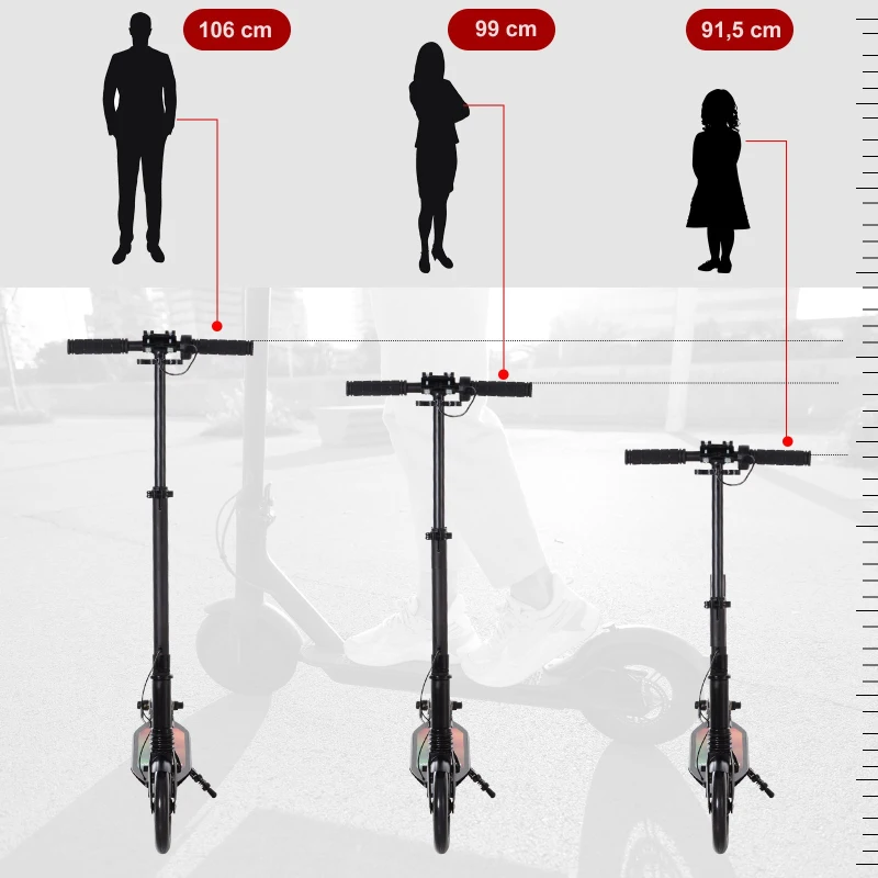 HOMCOM Monopattino Elettrico Pieghevole Nero, Velocità Massima 15 km/h, Autonomia 10 km