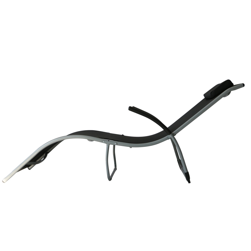 Outsunny Sdraio Chaise Longue Pieghevole da Giardino Acciaio e Textilene 172x62x66cm Nero