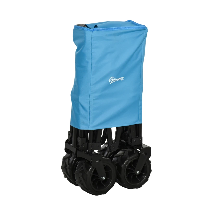 Outsunny Carrello Pieghevole per Giardinaggio Campeggio Telaio in Acciaio e Tessuto Oxford Blu 94 x 55 x 93.5cm