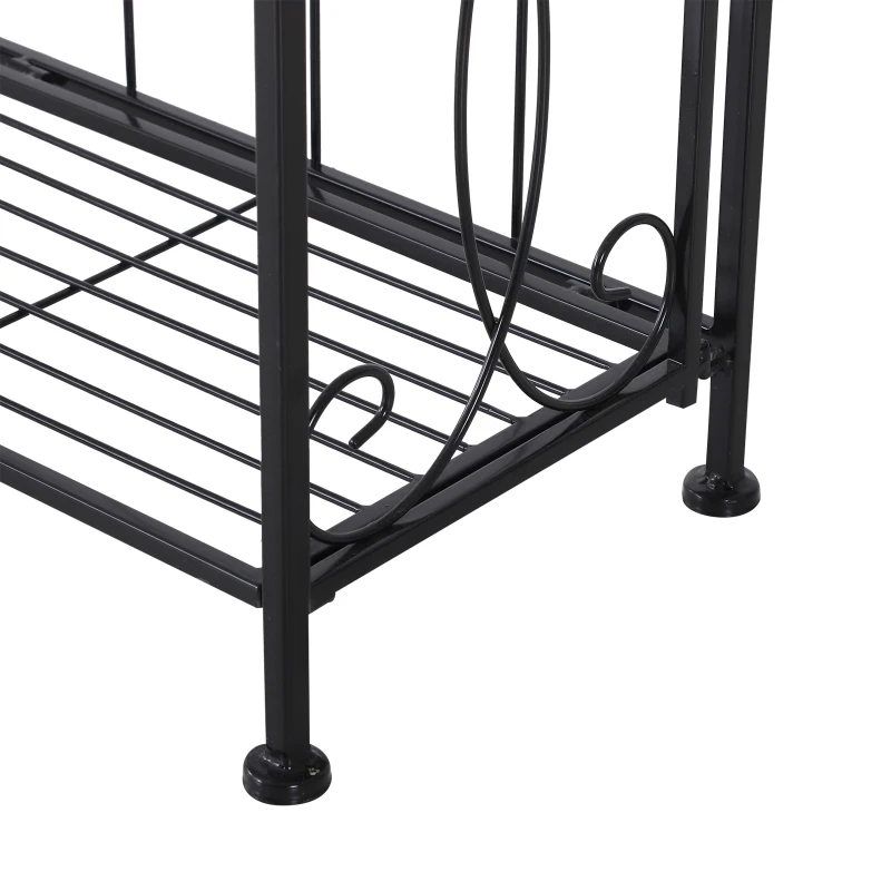 HOMCOM Portafiori Scaffale Pieghevole con 3 Ripiani per Balcone Giardino in Ferro Verniciato, Nero, 48 x28 x 101.5 cm