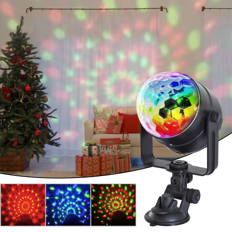 HOMCOM Proiettore LED Multicolore Luci Decorazione da Interno Impermeabile per Feste Eventi Party Compleanno in ABS Nero