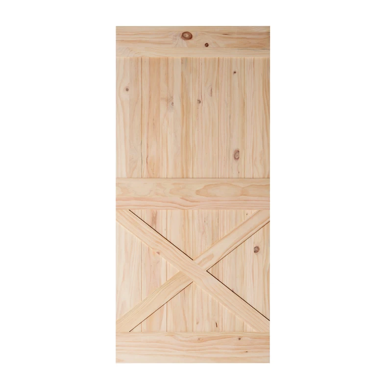 HOMCOM - Porta Scorrevole in Legno in Stile Country, 213 x 96.5 x 3.5cm, Colore: Naturale