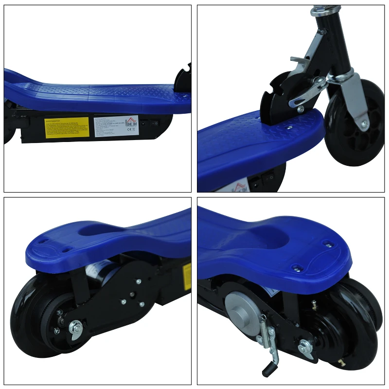 HOMCOM Monopattino Scooter Elettrico per Bambini Pieghevole 120W, Velocità Massima 12km/h, 81.5 x 37 x 96cm, Blu