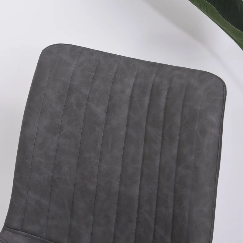 HOMCOM Set 2 Sedie Classiche Imbottite per Soggiorno, Cucina o Sala da Pranzo in Similpelle Grigie, 47x59.5x86cm