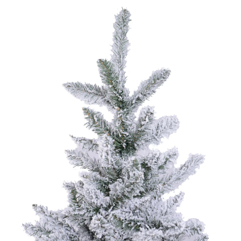 HOMCOM Albero di Natale Artificiale Alto 180 cm Effetto Neve Con 472 Punte per le Decorazioni Natalizie