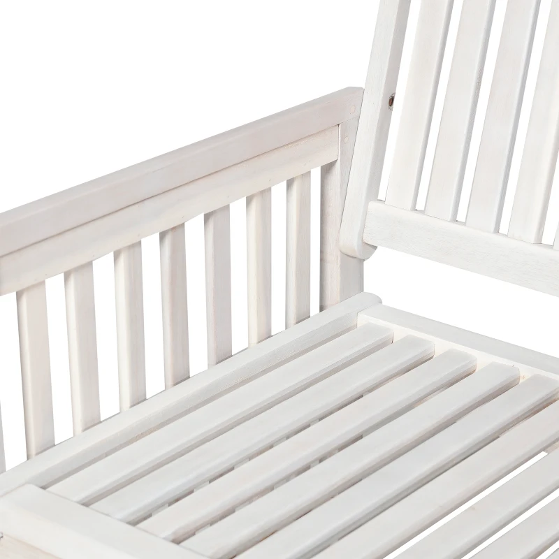 Outsunny Panchina da Giardino 2 Persone a Doghe per Esterno Legno di Acacia 117 x 63 x 90 cm Bianco