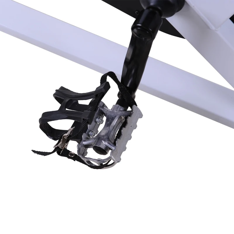 Homcom Cyclette Spinning Professionale con Sellino e Manubrio Regolabili Schermo LCD Bianco, nero, rosso, 107x48x100cm