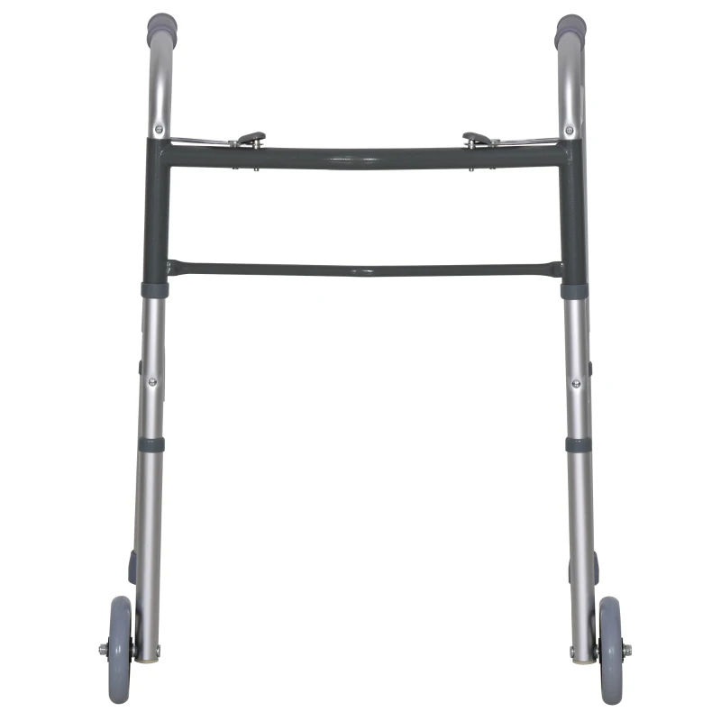 Homcom Deambulatore Pieghevole e Ultraleggero in Alluminio con 2 Ruote e Altezza Regolabile 77-95 cm