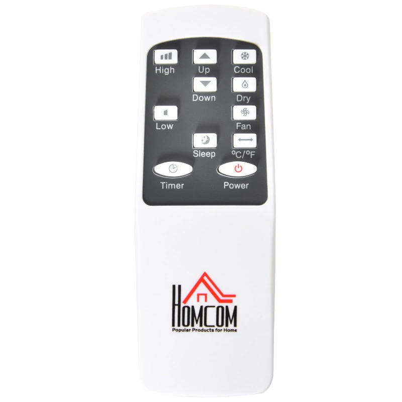 HOMCOM Condizionatore Portatile con Deumidificatore e Ventilatore 2 Velocità, Telecomando e Timer 24h, 1080W, Refrigerante R290, Bianco