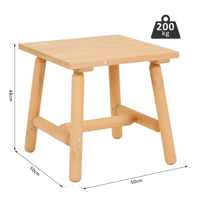 Outsunny Tavolino da Giardino da Caffè per Esterno Rettangolare Antimuffa e Antimacchia Facile da Montare in Legno Resistente 50x50x48cm