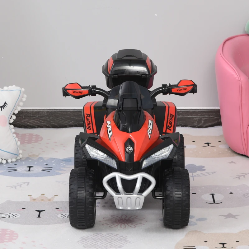 HOMCOM Quad Elettrico per Bambini con Motore 6V, Velocità Massima 5 km/h, Musica e Fanali Funzionanti, Rosso