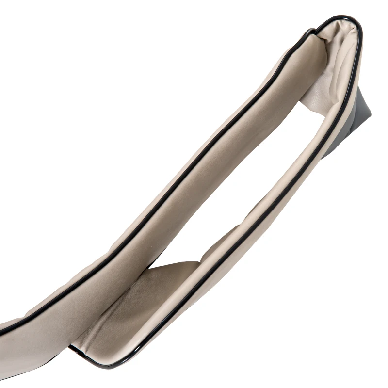 HOMCOM Massaggiatore Elettrico Ergonomico 8 Nodi 2 Direzioni 3 Livelli di Velocità Funzione di Riscaldamento Ecopelle, Maglia Beige, Grigio 120×35×15cm