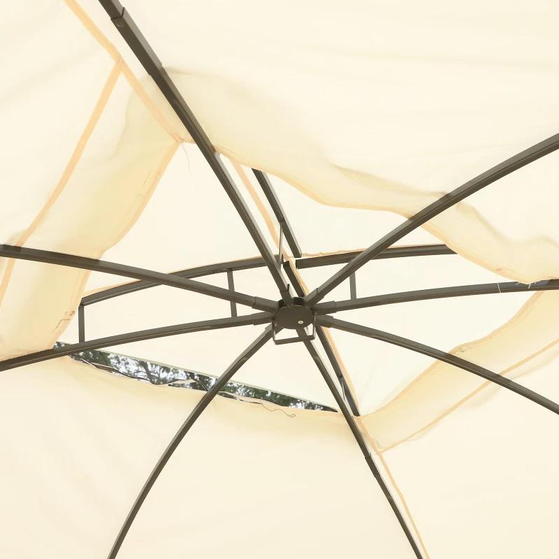 Outsunny Gazebo da Giardino 4 Pareti a Doppio Strato con Tetto Aperto Poliestere 300 x 365 x 275 cm Bianco