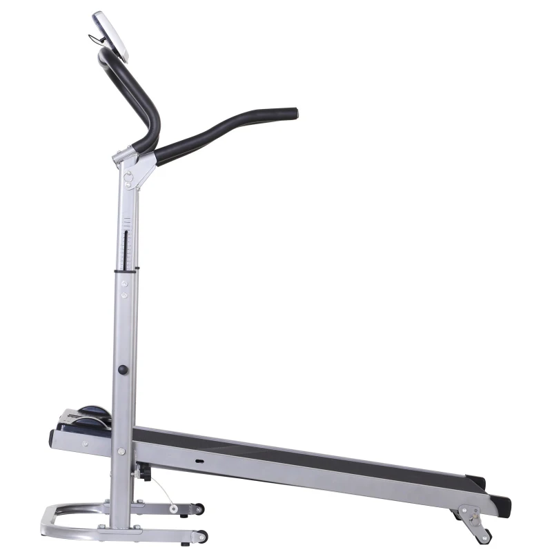 HOMCOM Tapis Roulant Meccanico (Non Elettrico) Con Monitor LCD a Batteria, Angolatura e Altezza Regolabili e Superficie di Corsa Antiscivolo