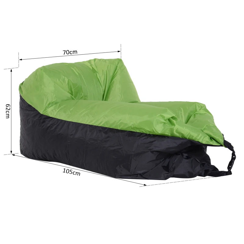 Outsunny Air Sofa Lettino Gonfiabile Senza Pompa per il Trasporto Max. 180 KG 105x70x62cm Verde