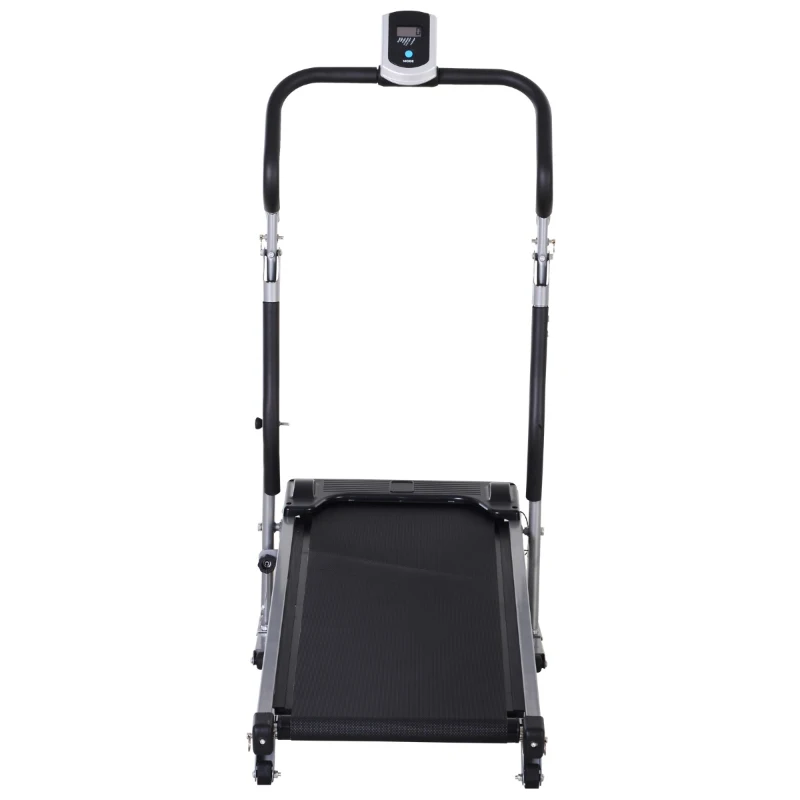 HOMCOM Tapis Roulant Meccanico (Non Elettrico) Con Monitor LCD a Batteria, Angolatura e Altezza Regolabili e Superficie di Corsa Antiscivolo