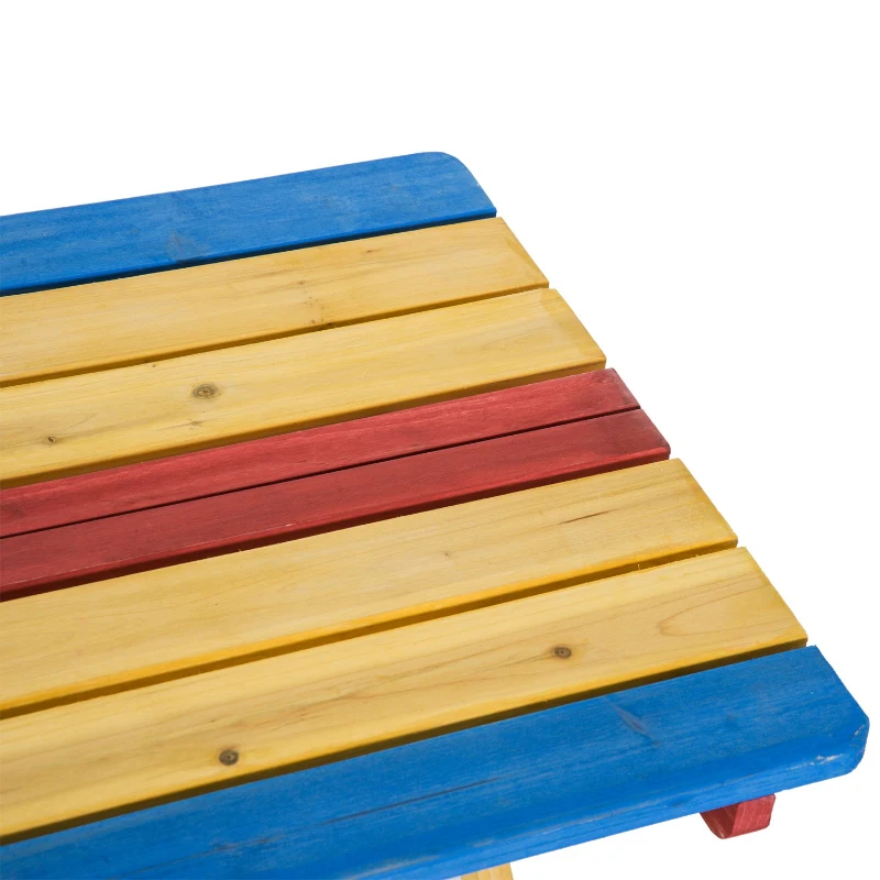 Outsunny Set Tavolo da Giardino con 4 Sedie Legno di Abete Colorato