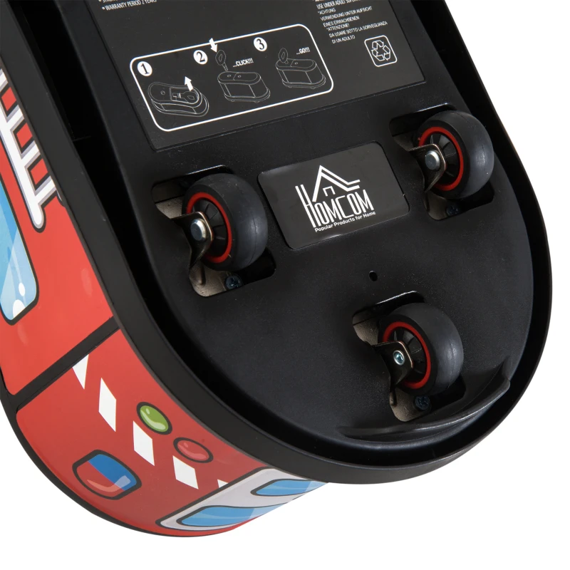 HOMCOM Camion dei Pompieri con Vano Portaoggetti Cavalcabile Bambini Plastica 21.5 × 48 × 34cm