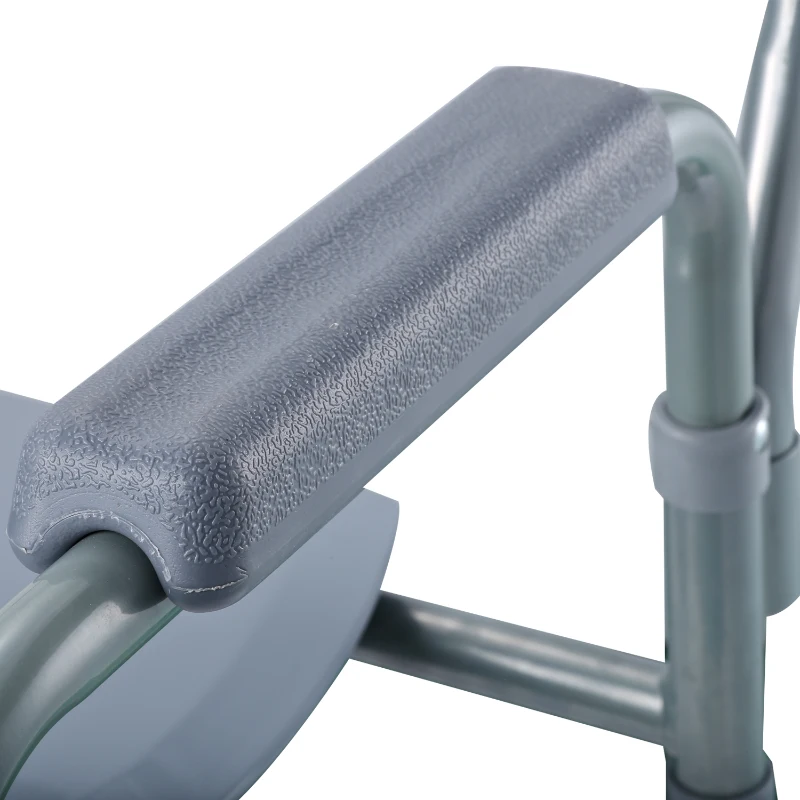 HomCom Sedia WC Comoda Altezza Regolabile in Tubi di Ferro, Grigio, 53.3x56.5x60-74.5cm