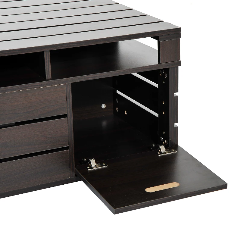 HOMCOM Tavolino da Salotto Design Moderno con Vani Portaoggetti in Legno MDF Noce 80 x 80 x 46.5cm