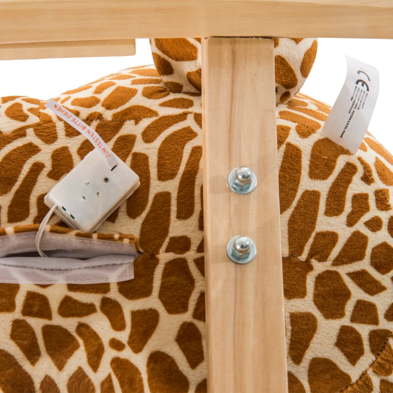 HomCom Cavallo a Dondolo in Legno Giraffa per Bambini, Caffè