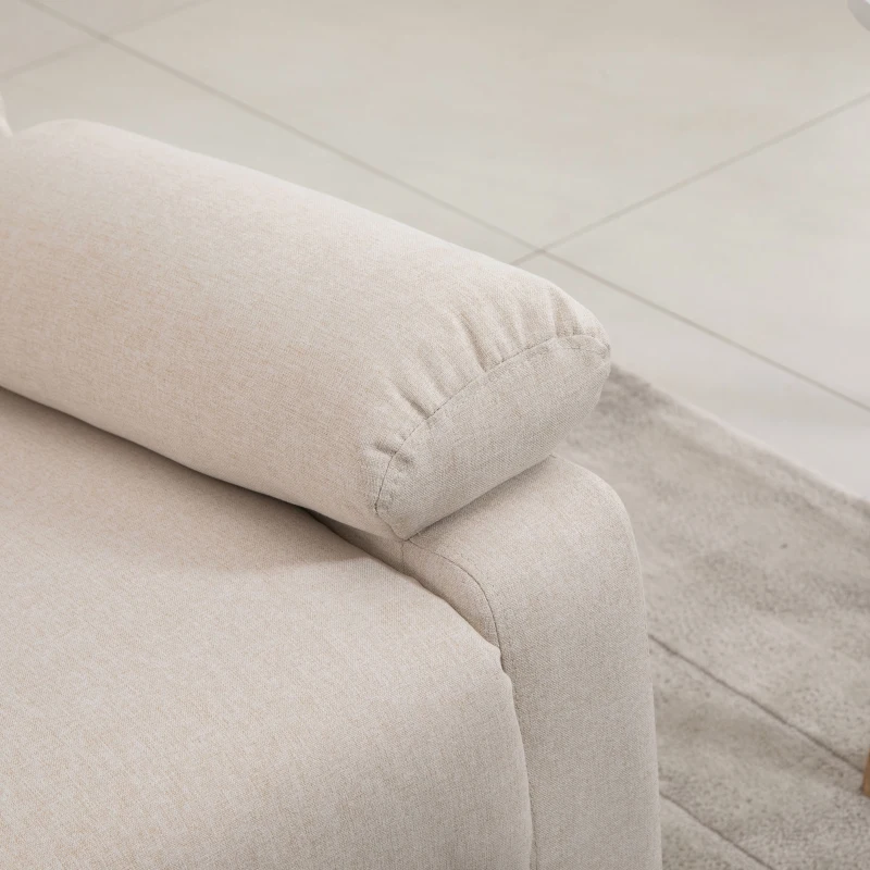 HOMCOM Divano 3 Posti con 2 Sedute Reclinabili e Poggiapiedi Integrato, Rivestimento in Tessuto Beige, 187x92x97cm