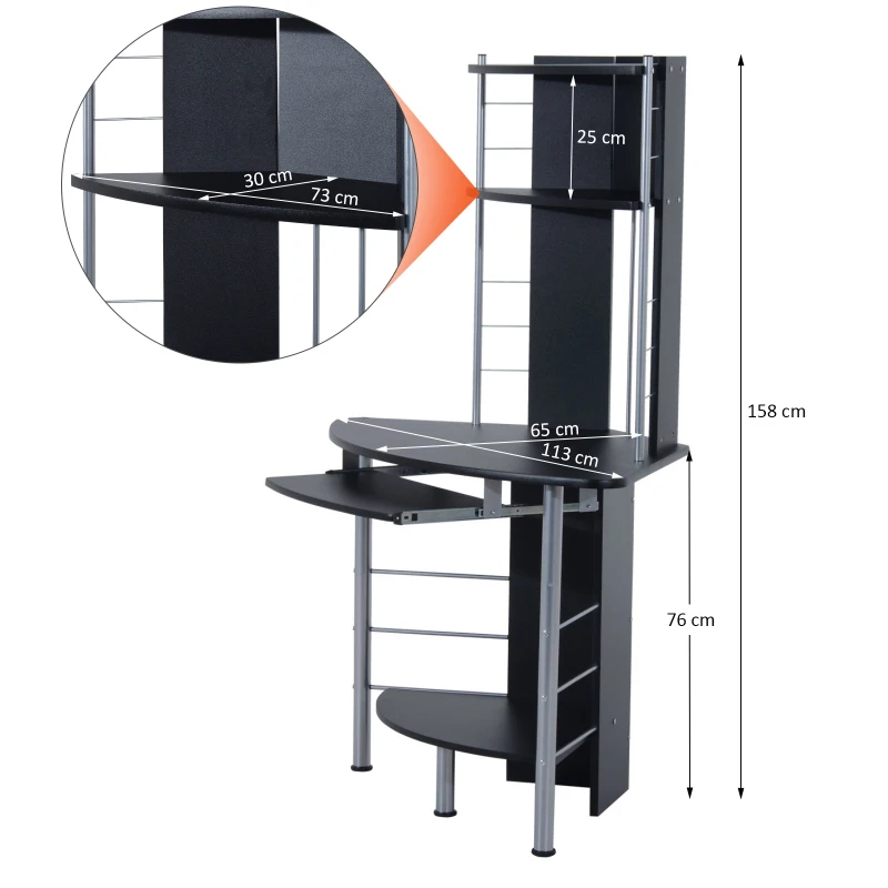 Homcom – Scrivania per Computer PC da Ufficio Studio in Legno e Ferro 113 x 65 x 158cm Nero