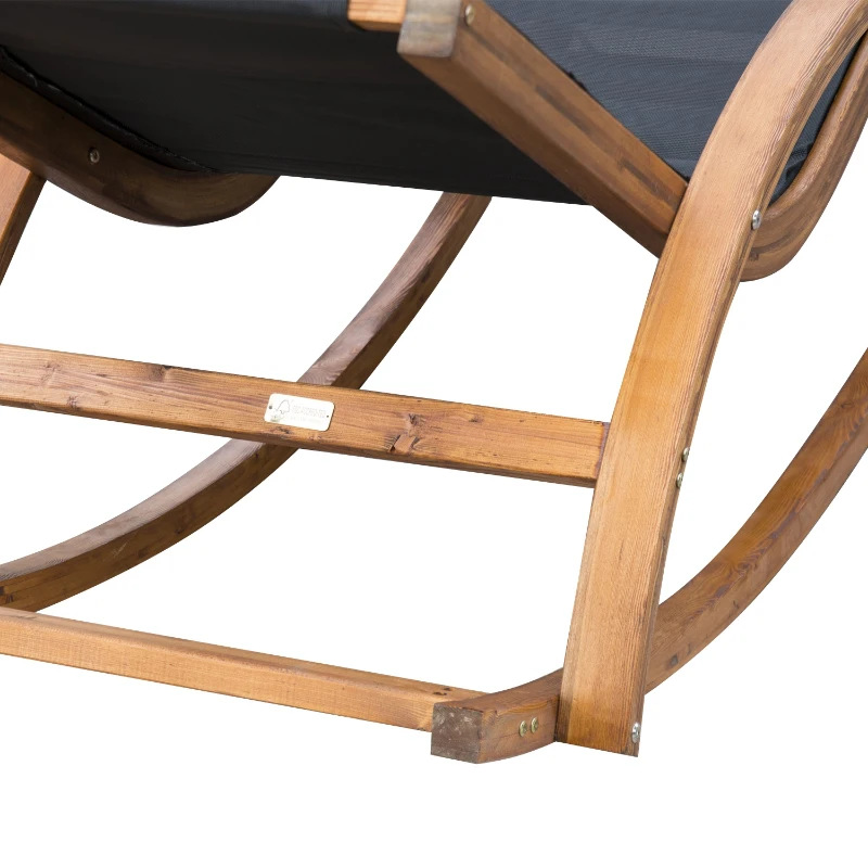 Outsunny Sedia a Dondolo Sedia Lettino Prendisole Relax Moderna Giardino Legno 165 × 72 × 70cm