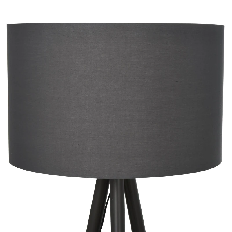 HOMCOM Lampada da Terra con Piantana a Tre Piedi per Salotto, in Legno e Acciaio, Lampadine E27, 52x52x153cm, Grigia