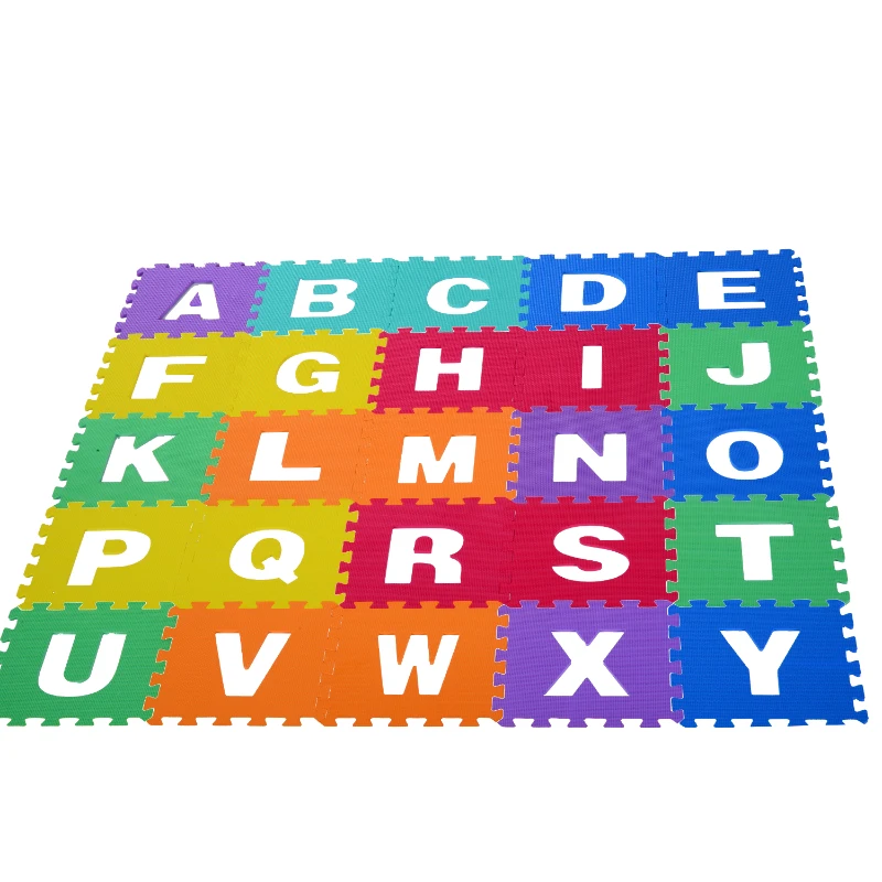 HOMCOM Tappeto da Gioco 36 Pezzi Puzzle in EVA con Numeri e Lettere dell'Alfabeto per Bambini Colorato