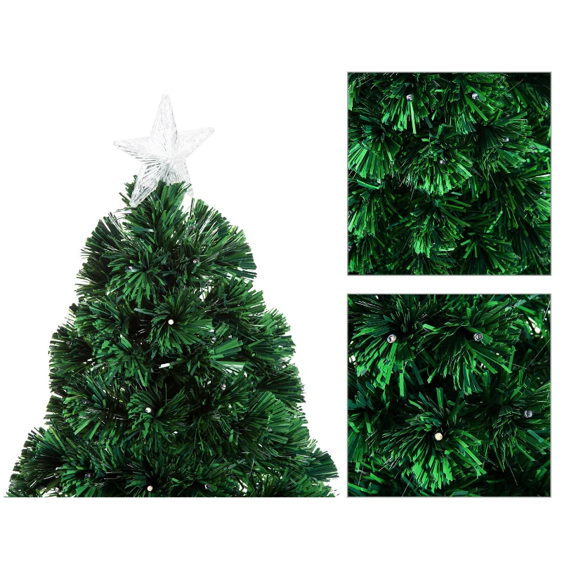 HOMCOM Albero di Natale Artificiale 130 Rami in PVC con Luci LED Φ62 x 120cm Verde