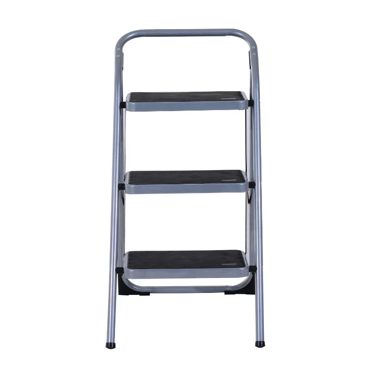 HOMCOM Scaletta Sgabello Pieghevole 3 Gradini Portata Max 150kg Ferro 92 × 48 × 62cm